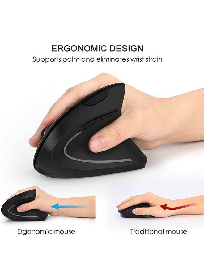 Ergonomic Silent Wireless Mouse, Rechargeable Wireless Vertical Mice with USB Receiver for Computer/Laptop/PC(Black)