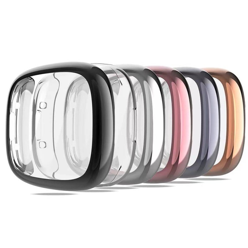 KPYJA Screen Protector Compatible with Fitbit Sense 2/Versa 4 Case, Soft TPU Plated Case All-Around Protective Screen Full Cover Bumper Compatible for Fitbit Sense 2/Versa 4 Smart Watch - Image 1
