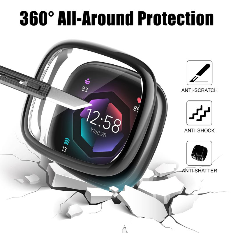 KPYJA Screen Protector Compatible with Fitbit Sense 2/Versa 4 Case, Soft TPU Plated Case All-Around Protective Screen Full Cover Bumper Compatible for Fitbit Sense 2/Versa 4 Smart Watch - Image 4