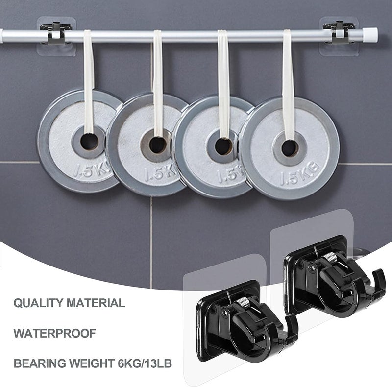QXORE No Drill Curtain Rod Brackets No Drilling Self Adhesive Curtain Rod Holder Hooks Nail Free Adjustable Curtain Rod Hooks Curtain Hangers for Bathroom Kitchen Home Bathroom and Hotel - Image 3