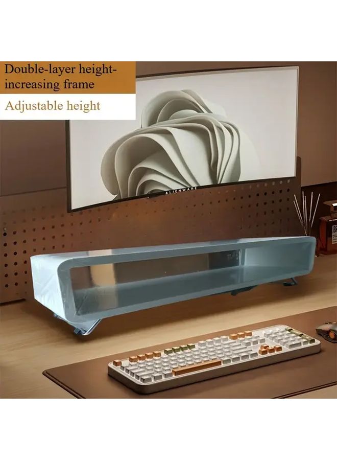 Single Layer Office Desk Organizer with Monitor Stand and Keyboard Holder 19 69 Inch - Image 2