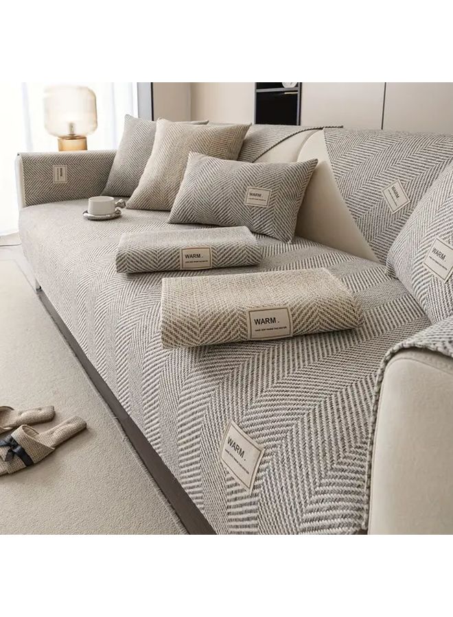 Non Slip Sofa Cover Dark Gray 90x210 Heavy Duty Polyester Pet Friendly Machine Washable - Image 2