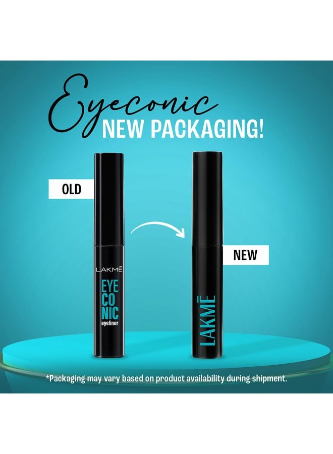 Lakme Eyeconic Liquid Eye Liner, Black, Long Lasting Matte Waterproof Liner - Smudge Proof, Transfer Proof Eye Makeup for 24 hrs, 4.5 ml - Image 2