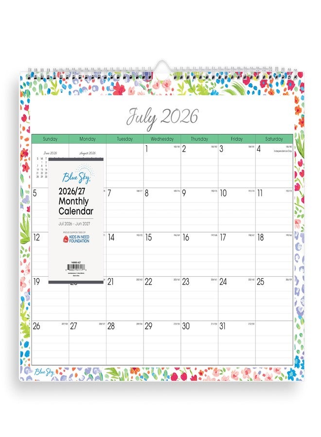 Blue Sky 2026-2027 Monthly Academic Year Wall Calendar, July 2026 - June 2027, 15" x 12", Durable Twin Wire Binding, Perfect For Home, Office And Classroom, Ditsy Dapple Light - Image 1