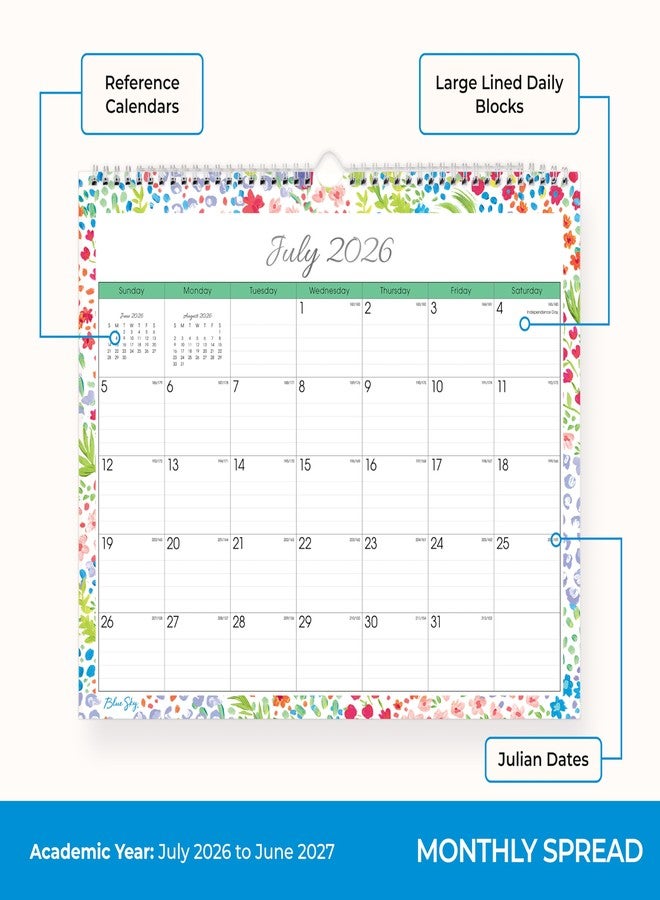 Blue Sky 2026-2027 Monthly Academic Year Wall Calendar, July 2026 - June 2027, 15" x 12", Durable Twin Wire Binding, Perfect For Home, Office And Classroom, Ditsy Dapple Light - Image 5
