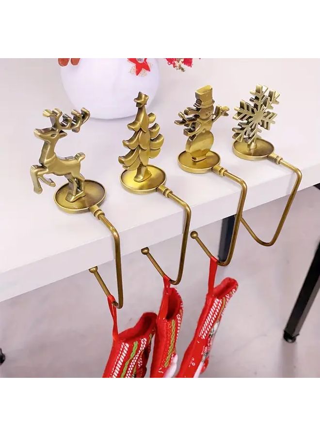 Golden Snowman Stocking Holder With Hanging Hook For Holiday Decor - Image 5