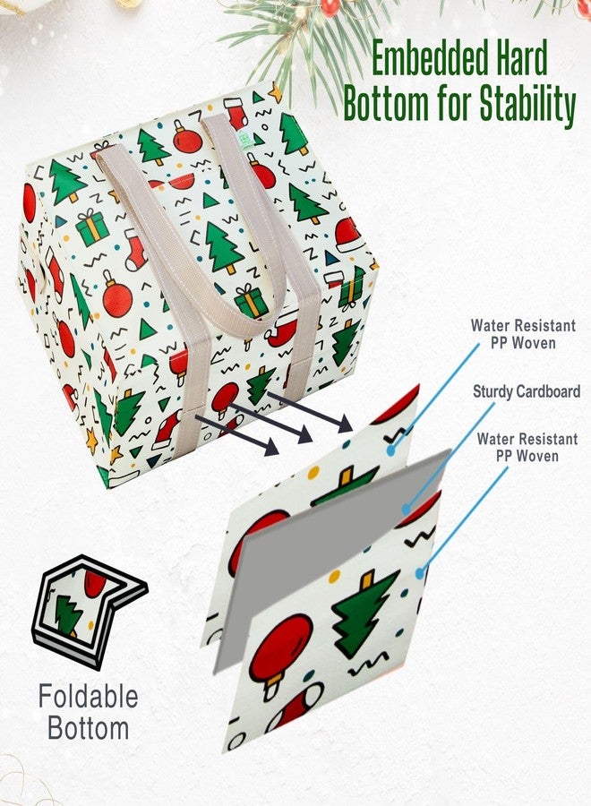 VENO 2 Pack Christmas Tote Bag with Zipper, Reusable Grocery Shopping Bag, Heavy Duty, Water Resistance Shoulder Handbag for Women Men (Jingle Mix) - Image 3