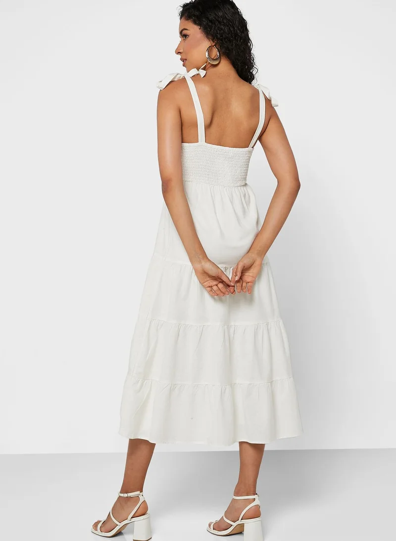 Miss Selfridge Tie Detail Ruffle Dress