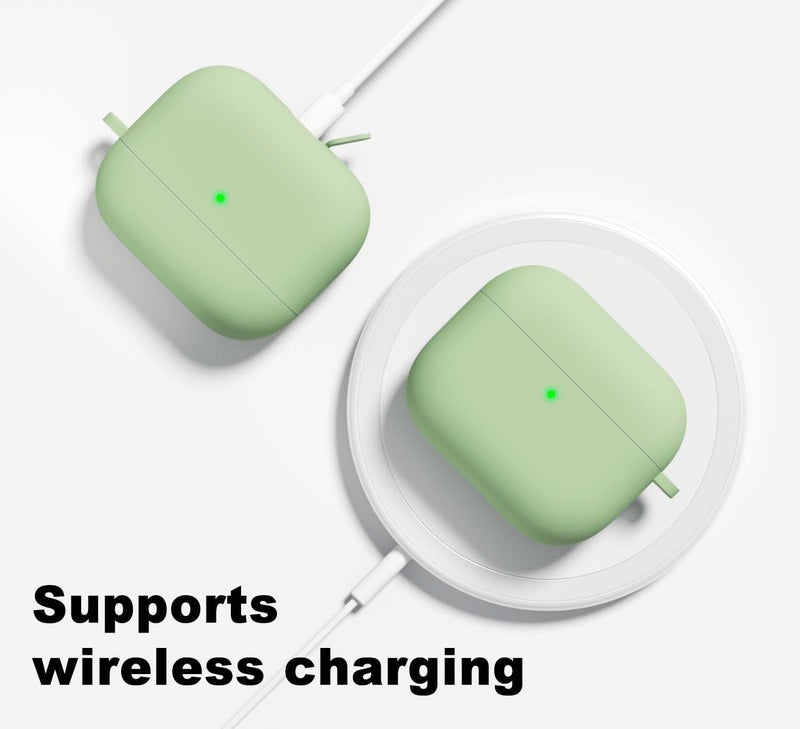 Meyaar for Apple AirPods 4 ​​​​​​​Case Cover with Keychain, Soft Skin Silicone Case Cover, Full Protective Case Cover Compatible with Apple AirPods 4 Case 2024 (Mint Green) - Image 3