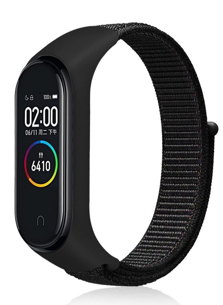 HablTech Nylon Strap Compatible with Xiaomi Mi Band 7 6 5 4 3 Soft Adjustable Band Black for Men Women Daily Wear Replacement Wristband - Image 1