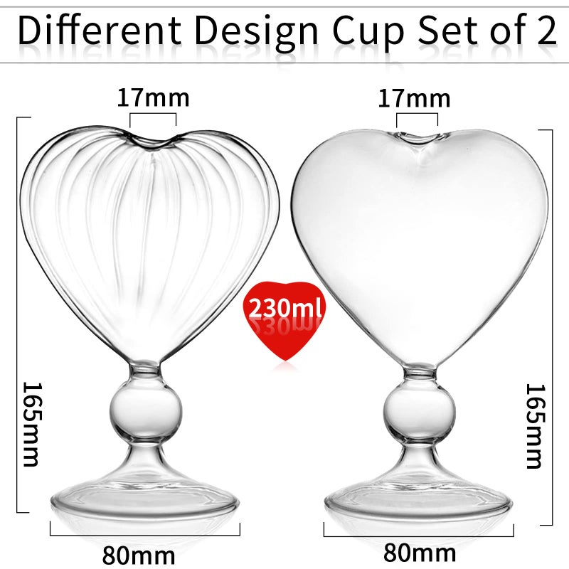 INFTYLE Cocktail Glasses Set of 2 Creative Martini Glasses 8 oz Unique Wine Glasses Heart-shaped Romantic Juice Glasses for WeddIng Home Bar Party Glassware Barware Gift - Image 2