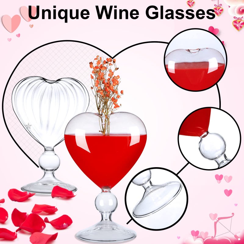 INFTYLE Cocktail Glasses Set of 2 Creative Martini Glasses 8 oz Unique Wine Glasses Heart-shaped Romantic Juice Glasses for WeddIng Home Bar Party Glassware Barware Gift - Image 3
