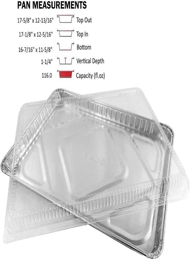 PACTOGO Half 1/2 Size Sheet Cake Aluminum Foil Pan w/Clear Low Dome Lid 17.1" L x 12.3" W x 1.25" D (Pack of 10 Sets) - Image 2
