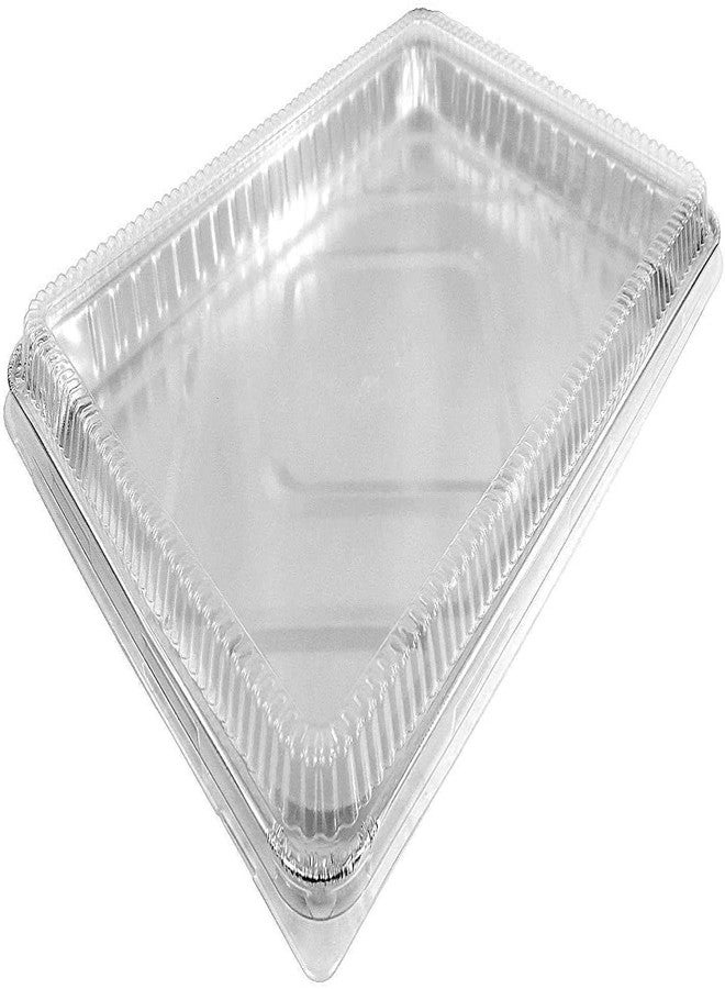 PACTOGO Half 1/2 Size Sheet Cake Aluminum Foil Pan w/Clear Low Dome Lid 17.1" L x 12.3" W x 1.25" D (Pack of 10 Sets) - Image 1