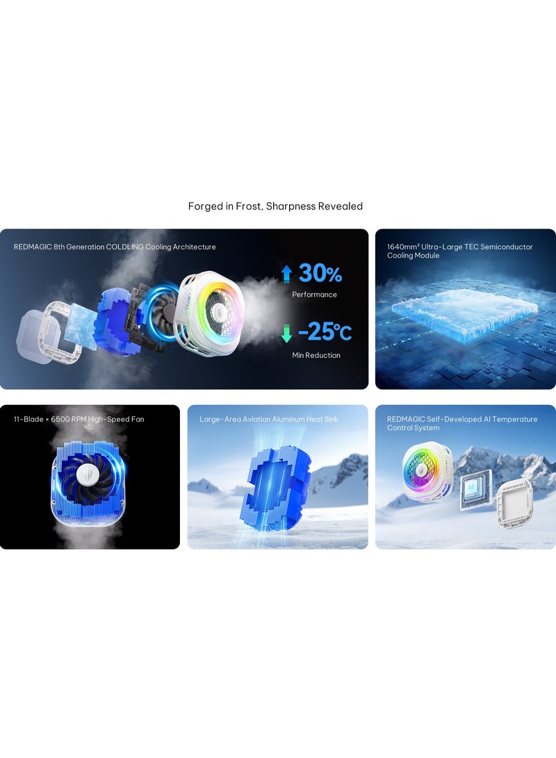 ريد ماجيك مبرد ألعاب احترافي REDMAGIC Cryo Cooler 8 Pro بتقنية تبريد TEC متقدمة وقدرة 36W – أداء فائق حتى -25°C مع تحكم ذكي وRGB لتثبيت الفريمات ومنع السخونة اللون ابيض - Image 4