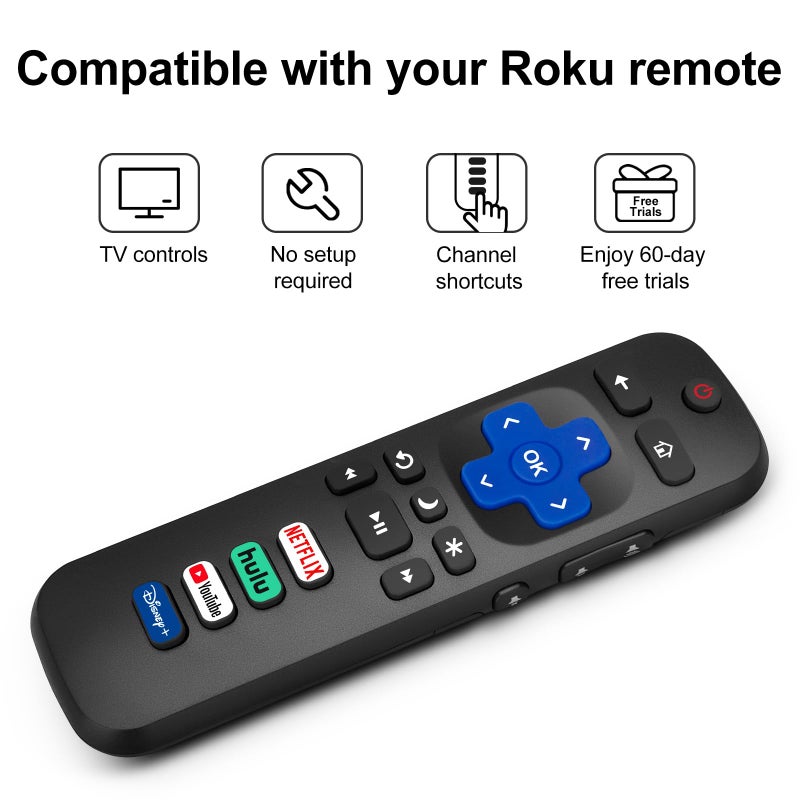 Acoyer (Pack of 2) Replacement Remote Control Only for Roku TV, Compatible for TCL Roku/Hisense Roku/Onn Roku/Sharp Roku/Element Roku/Westinghouse Roku/Philips Roku Smart TVs (Not for Roku Stick and Box) - Image 4