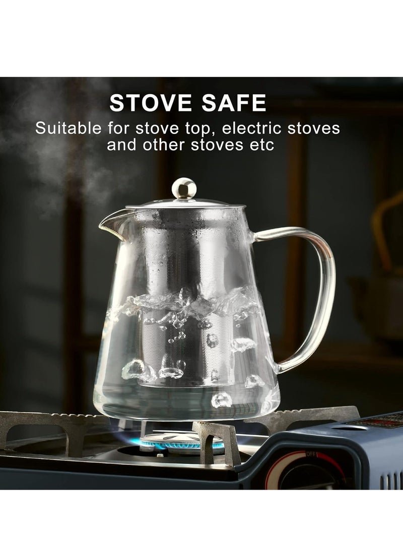 Generic - Clear Glass Teapot with Infuser, Round Shape Infuser Tea Pot, Heat-Resistant Borosilicate Glass Strainer Teapot, Stovetop Safe Tea Maker（750ML) - Image 1