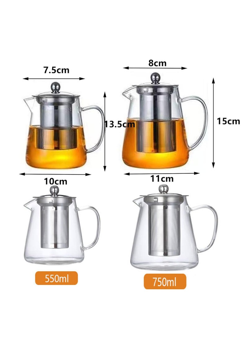 Generic - Clear Glass Teapot with Infuser, Round Shape Infuser Tea Pot, Heat-Resistant Borosilicate Glass Strainer Teapot, Stovetop Safe Tea Maker（750ML) - Image 1