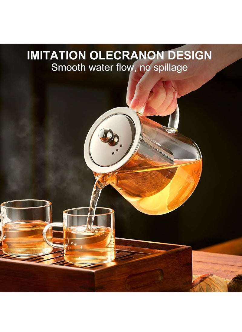 Generic - Clear Glass Teapot with Infuser, Round Shape Infuser Tea Pot, Heat-Resistant Borosilicate Glass Strainer Teapot, Stovetop Safe Tea Maker（750ML) - Image 1