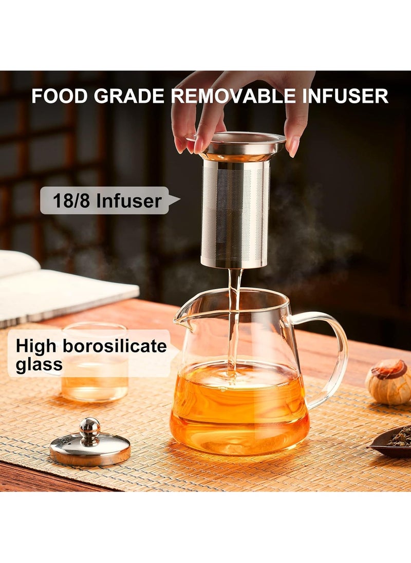 Generic - Clear Glass Teapot with Infuser, Round Shape Infuser Tea Pot, Heat-Resistant Borosilicate Glass Strainer Teapot, Stovetop Safe Tea Maker（750ML) - Image 1