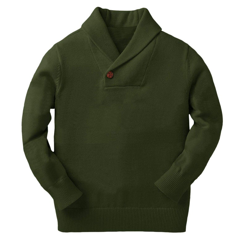 Makkrom Toddler Baby Boy Girl Shawl Collar Pullover Cable Sweaters Knit V Neck Christmas Fall Wniter Outfit Army Green 1218 Months - Image 2