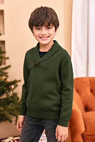 Makkrom Toddler Baby Boy Girl Shawl Collar Pullover Cable Sweaters Knit V Neck Christmas Fall Wniter Outfit Army Green 1218 Months - Image 3