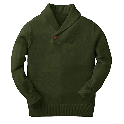 Makkrom Toddler Baby Boy Girl Shawl Collar Pullover Cable Sweaters Knit V Neck Christmas Fall Wniter Outfit Army Green 1218 Months - Image 1