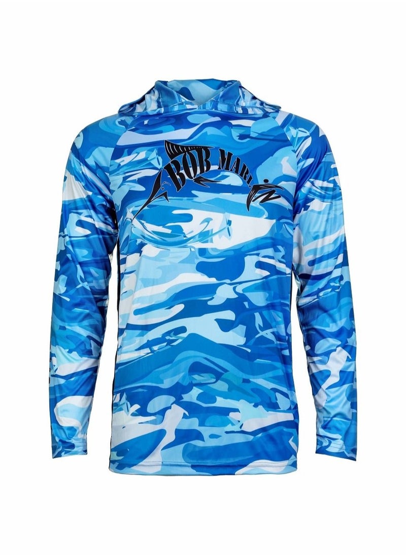 BOB MARLIN - Marlin Upf50 Long Sleeve Performance Hoody Blue Storm - Image 1