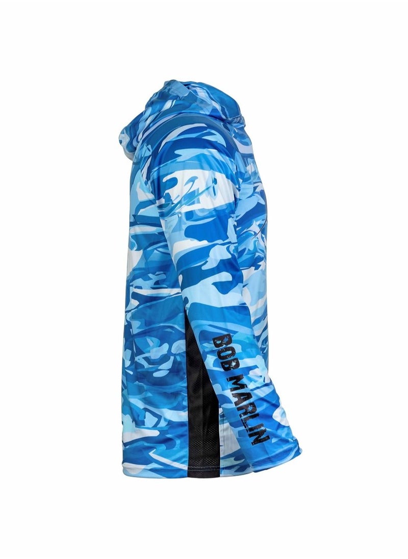 BOB MARLIN - Marlin Upf50 Long Sleeve Performance Hoody Blue Storm - Image 1