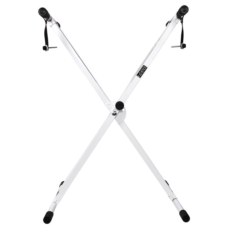 Kadence Heavy-Duty, Double-X, Adjustable Piano Keyboard Stand with Locking Straps (White) - Image 2