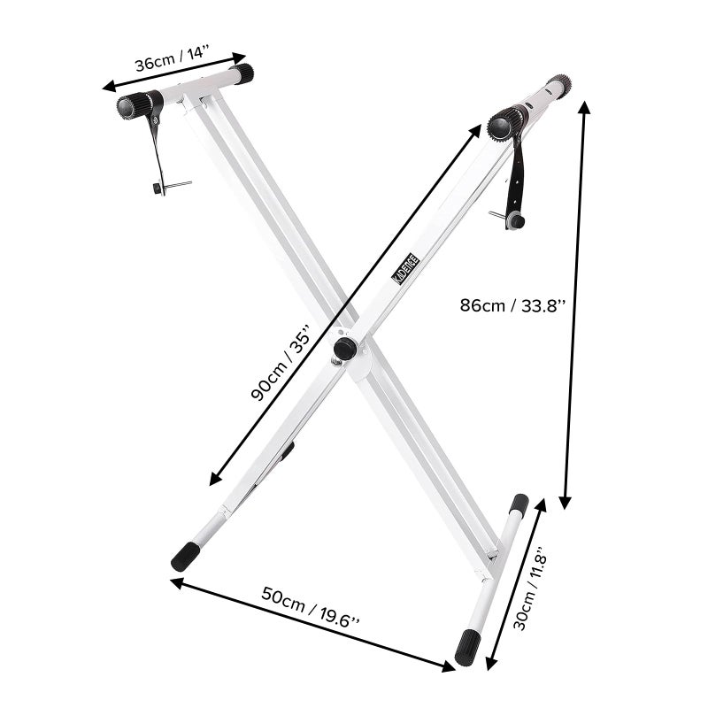 Kadence Heavy-Duty, Double-X, Adjustable Piano Keyboard Stand with Locking Straps (White) - Image 3