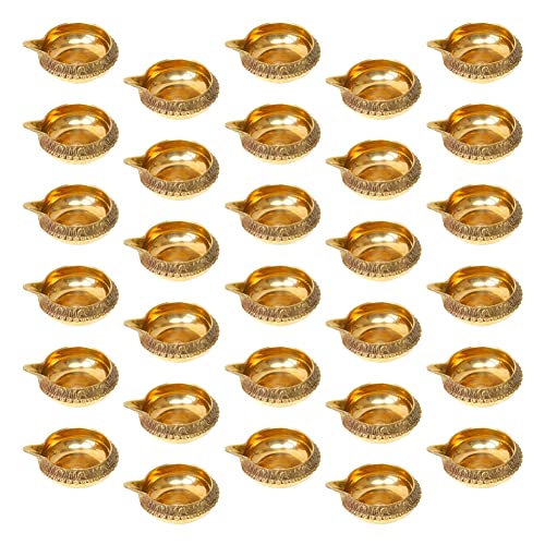 Dokchan Brass Kuber Diyas Oil Lamps for Puja Room Decoration and Diwali Festival (Size 1.5 Inch | Pack 30) - Image 1