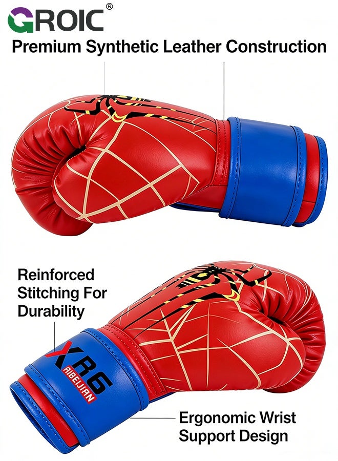 GROIC 6OZ Youth Boxing Gloves for Kids with Padded Protection and Wrist Support, Durable Engineered Leather Kids Boxing Gloves for Sparring, Muay Thai and Boxing - Image 2