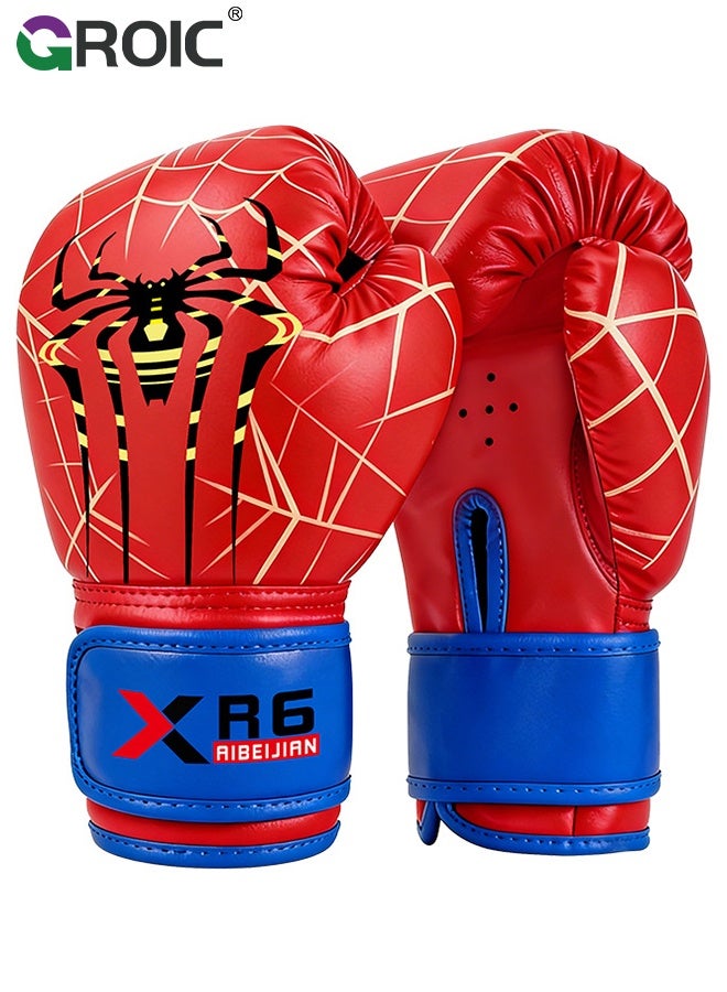 GROIC 6OZ Youth Boxing Gloves for Kids with Padded Protection and Wrist Support, Durable Engineered Leather Kids Boxing Gloves for Sparring, Muay Thai and Boxing - Image 1
