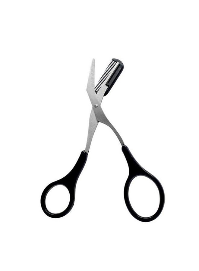 UPSTORE 1PCS Black Professional Stainless Steel Eyebrow Grooming Shear Scissors with Plastic Comb(Detachable) Eyebrow Eyelash Hair Removal Shaper Shaping Tool Makeup Beauty Accessories for Men and Women - Image 1