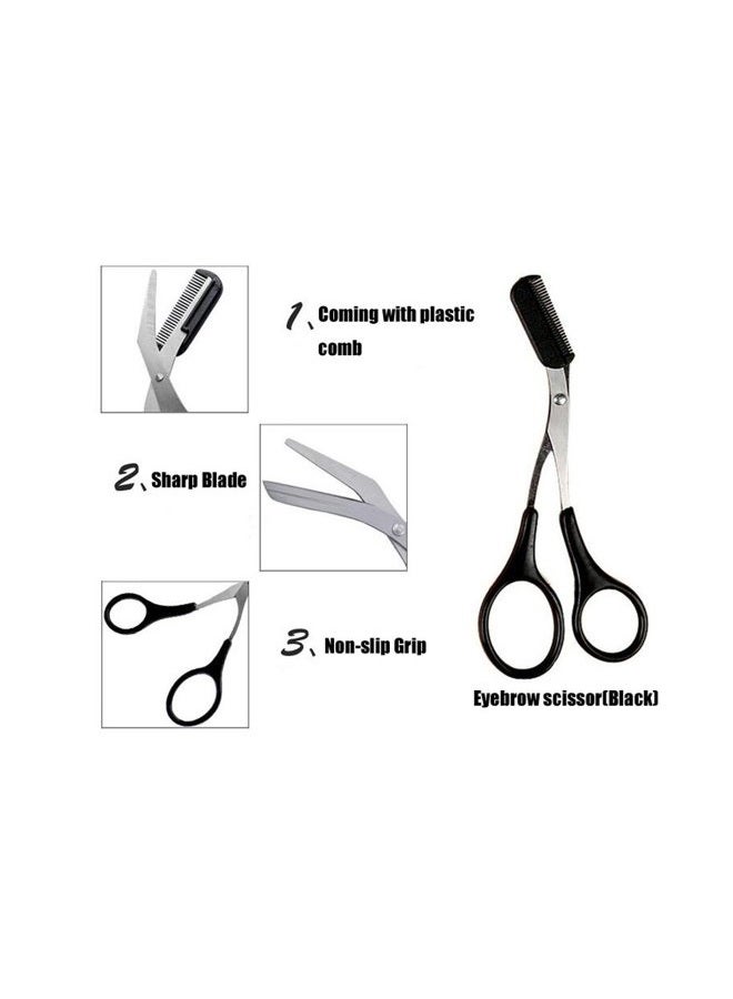 UPSTORE 1PCS Black Professional Stainless Steel Eyebrow Grooming Shear Scissors with Plastic Comb(Detachable) Eyebrow Eyelash Hair Removal Shaper Shaping Tool Makeup Beauty Accessories for Men and Women - Image 3