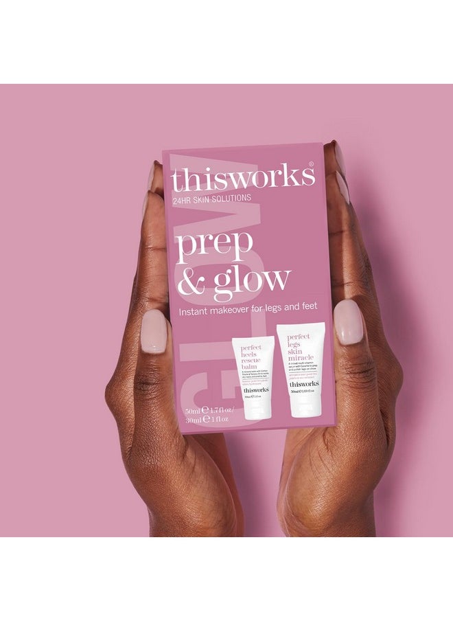 ThisWorks THISWORKS Prep and Glow Gift Set - Travel Size Kit with Perfect Legs Skin Miracle and Perfect Heels Rescue Balm Foot Cream - Nourishing & Hydrating Bodycare Duo  - Image 2