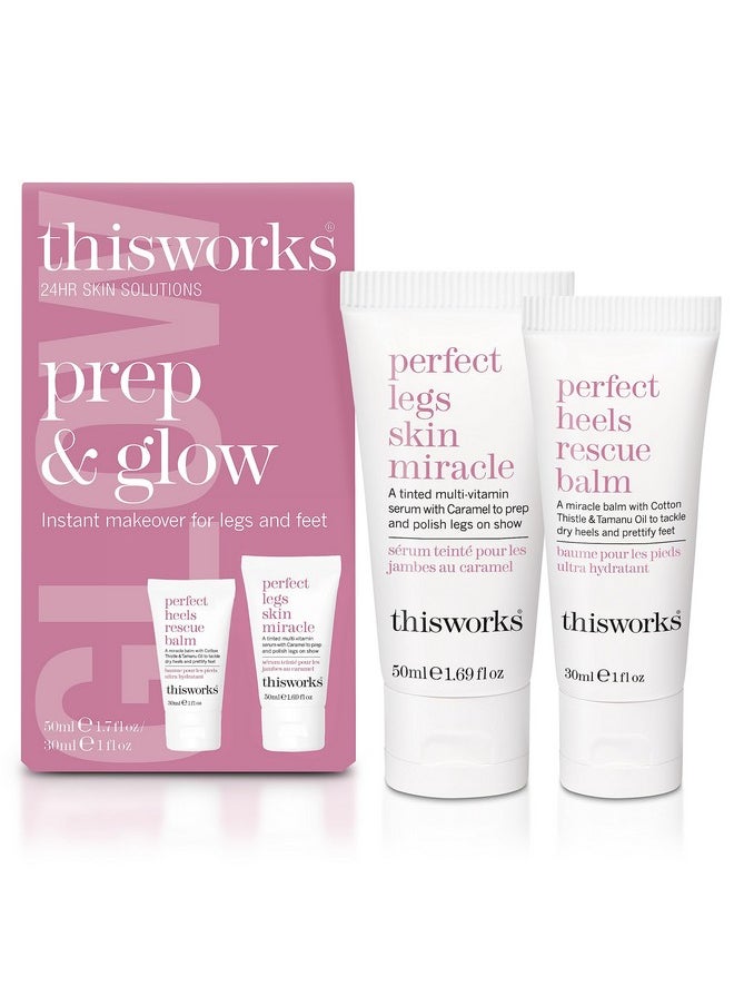 ThisWorks THISWORKS Prep and Glow Gift Set - Travel Size Kit with Perfect Legs Skin Miracle and Perfect Heels Rescue Balm Foot Cream - Nourishing & Hydrating Bodycare Duo  - Image 1