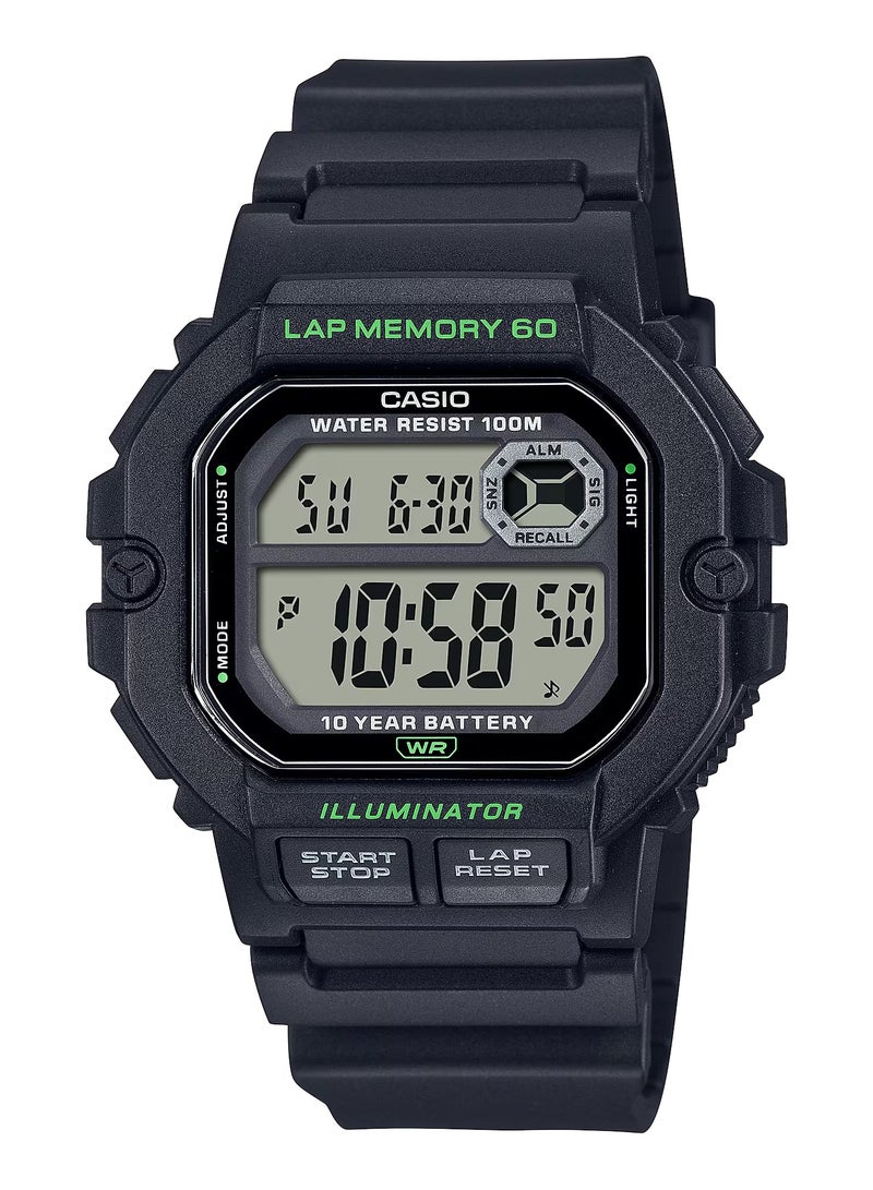CASIO Water Resistant Resin Band Digital Wrist Watch WS-1400H-1AVDF - 44 mm - Black