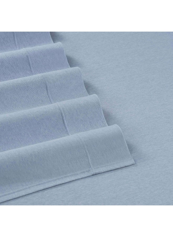 Vellux Vellux Solid Jersey Knit 3-Piece Twin Size Sheet Set - Cotton Blend - Solid Sheet Set - Ultra-Soft & Cozy T-Shirt - Bed Sheet Set - Deep Pocket - Easy Care - Blue Sheet Set (Twin, Blue)  - Image 3