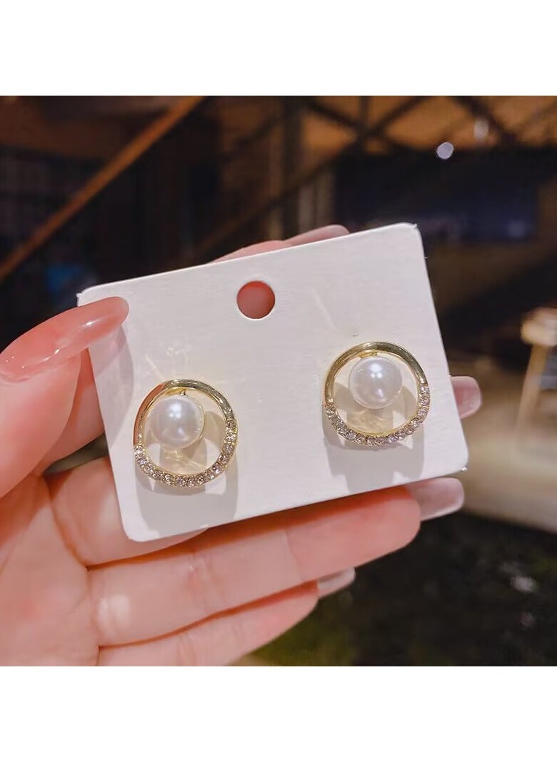 Generic - Gold Coloured Hoop Pearl Earrings - Image 1