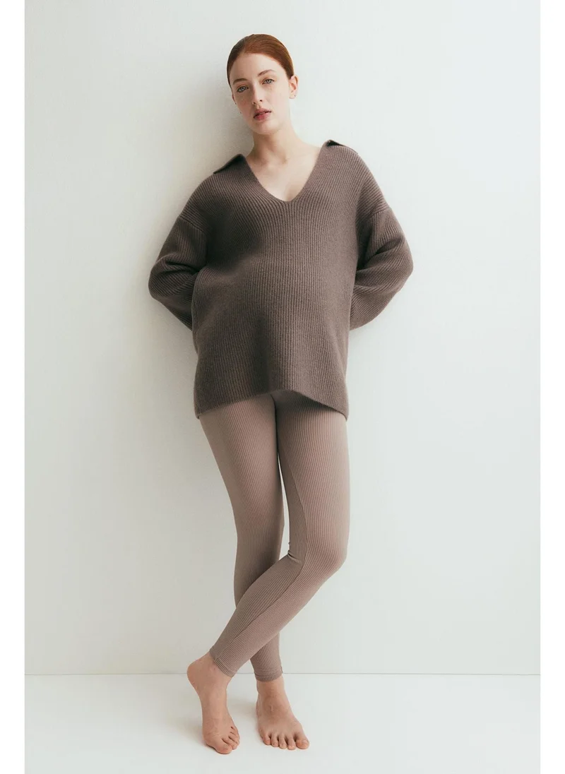 اتش اند ام MAMA Seamless ribbed leggings