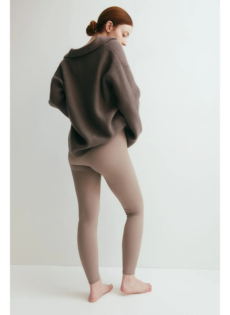 اتش اند ام MAMA Seamless ribbed leggings