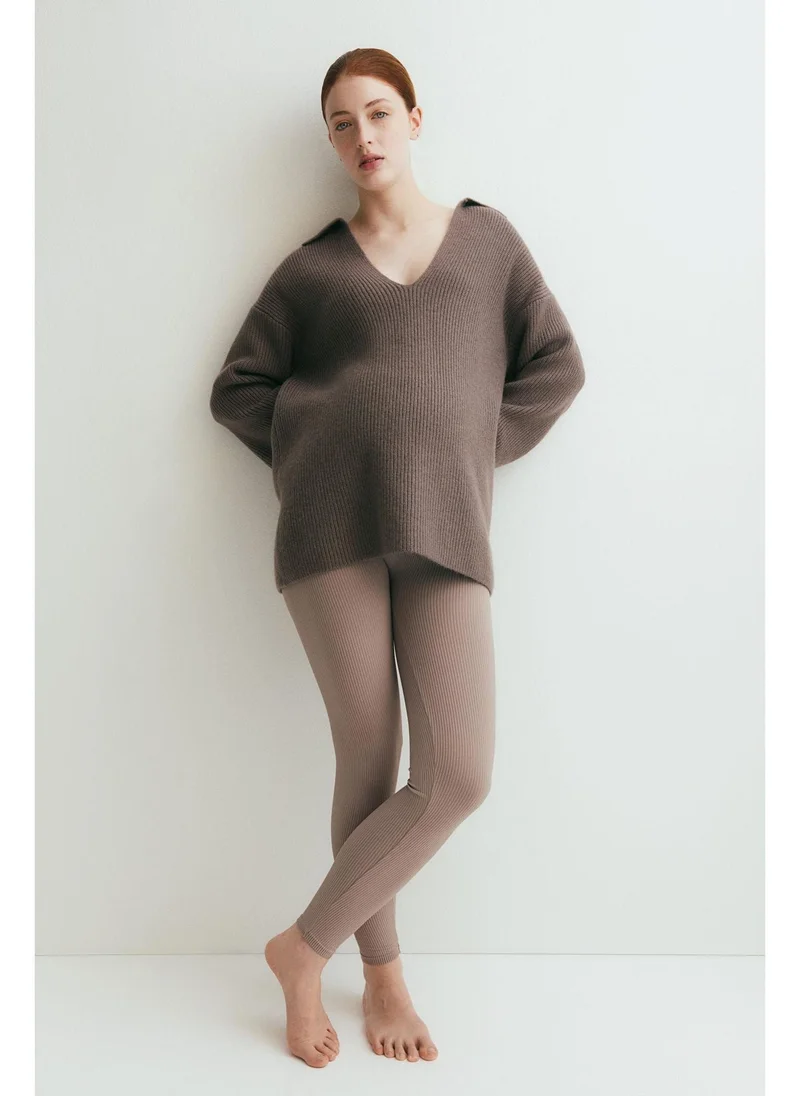 اتش اند ام MAMA Seamless ribbed leggings