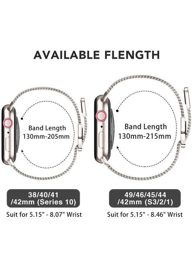 Mazuboho 3 Pack Metal Bands Compatible with Apple Watch Bands for Women (42 Series 10)mm 41mm 40mm 38mm, Stainless Steel Magnetic Loop Apple Watch Band for iWatch Bands Series 10/9/8/7/6/5/4/3/2/1/SE  - Image 4