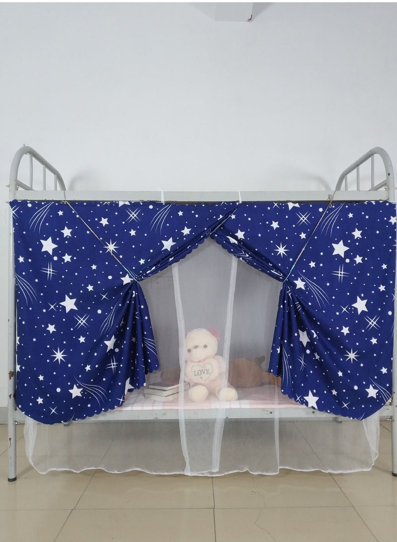 Bluejw White Star Designed Lower Deck Curtain Cotton Blend Blue/White  - Image 1