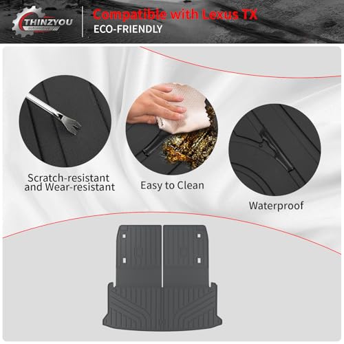 Thinzyou Trunk Mat Compatible with 2024 2025 2026 Lexus TX350 TX500h TX550h+ 6&7 Seats Cargo Mat Cargo Liner Trunk Liner Back Seat Protector All Weather TX Accessories (Trunk Mat with Backrest Mat) - Image 4