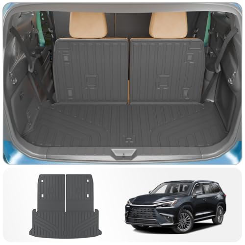 Thinzyou Trunk Mat Compatible with 2024 2025 2026 Lexus TX350 TX500h TX550h+ 6&7 Seats Cargo Mat Cargo Liner Trunk Liner Back Seat Protector All Weather TX Accessories (Trunk Mat with Backrest Mat) - Image 1