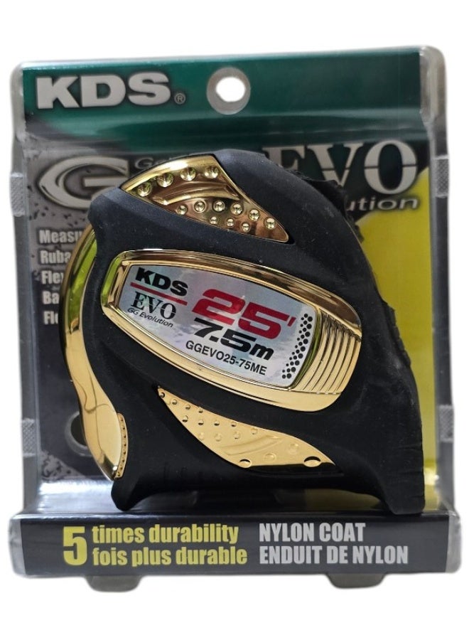 كي دي اس شريط قياس KDS EVO GGEVO25-75ME GG Evolution بطول 7.5 متر / 25 قدم – شريط مطلي بالنايلون، متانة ×5، تصميم GoodGrip - Image 2
