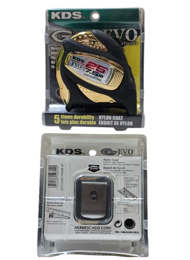 كي دي اس شريط قياس KDS EVO GGEVO25-75ME GG Evolution بطول 7.5 متر / 25 قدم – شريط مطلي بالنايلون، متانة ×5، تصميم GoodGrip - Image 3